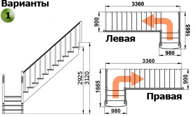 Лестница  К-022м  П  сосна (6 уп)